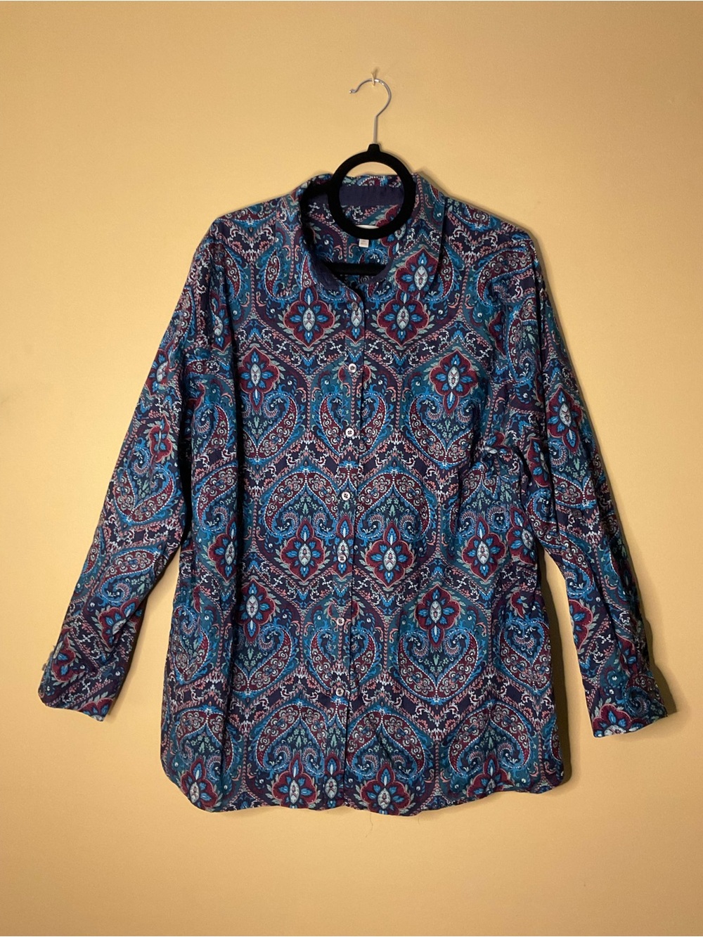 Talbots Blue Paisley Lightweight 100% Cotton Button Up